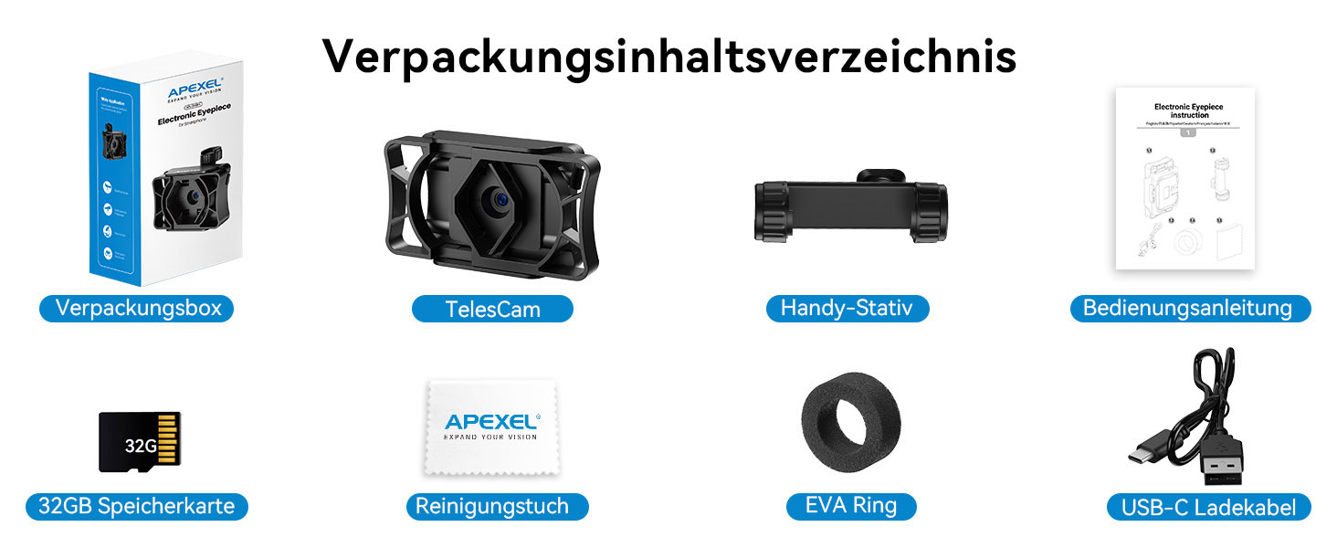 WiFi Digitales Elektronisches Okular Stillauflösung 2MP (23–50 mm) Farb-CMOS Teleskop / optisches Teleskop   Mikroskop in Schwarz