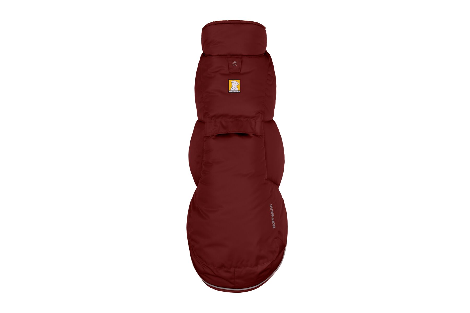 Veste d'hiver pour chien isolée quinzee™ avec passage pour laisses. Couleur: fired brick (rouge foncé), taille: xl