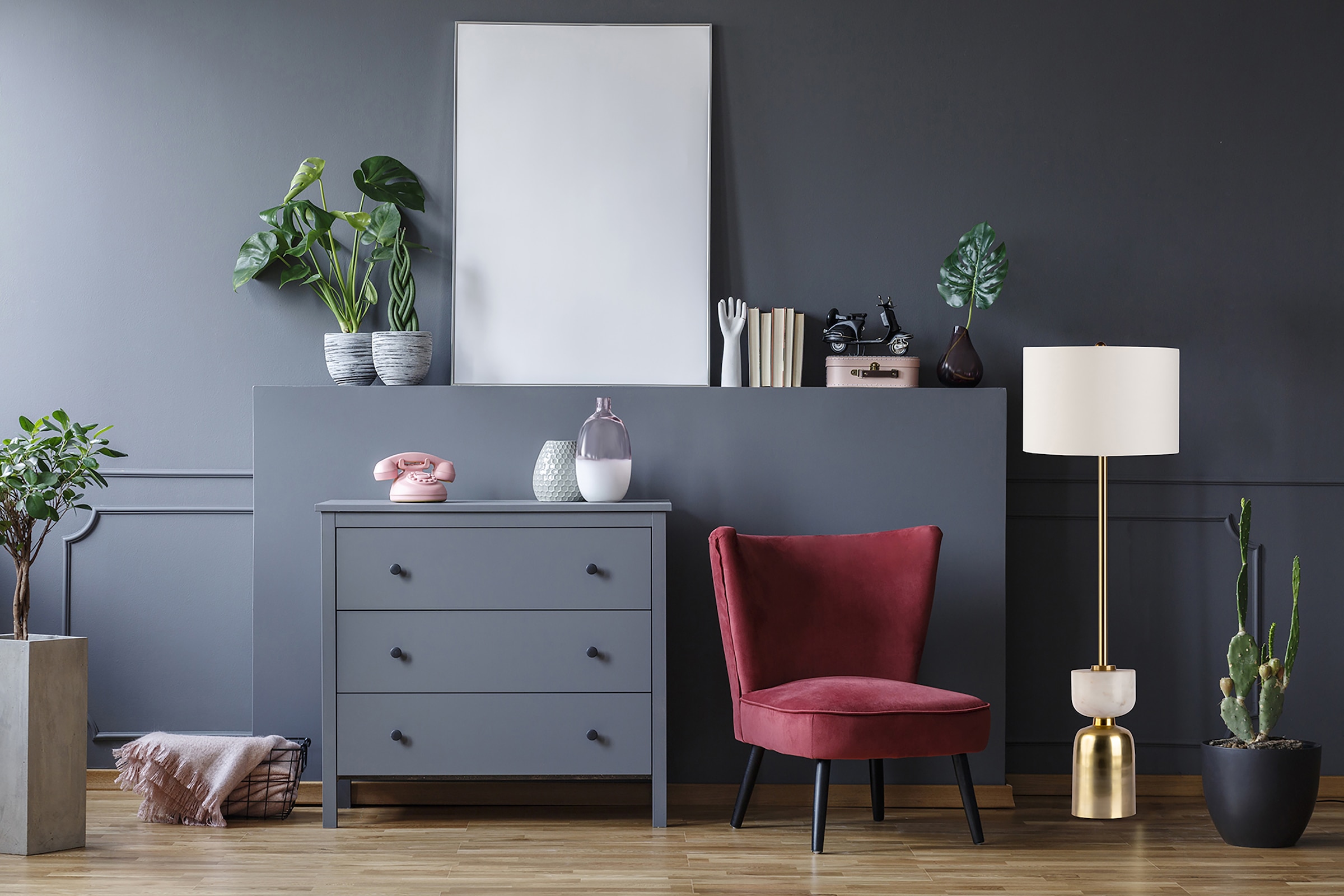 Kayoom Stehlampe »Ceres« E27 1 Stk. Stehlampe, Sockel in Material-Mix aus Marmor und Eisen, Stoffschirm