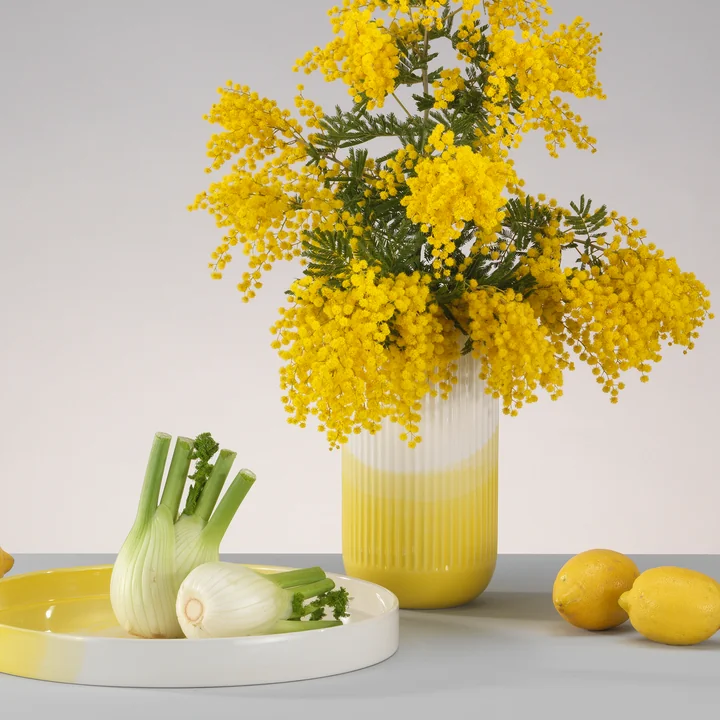 Vitra - Herringbone Vase geriffelt H 24,5 cm, gelb