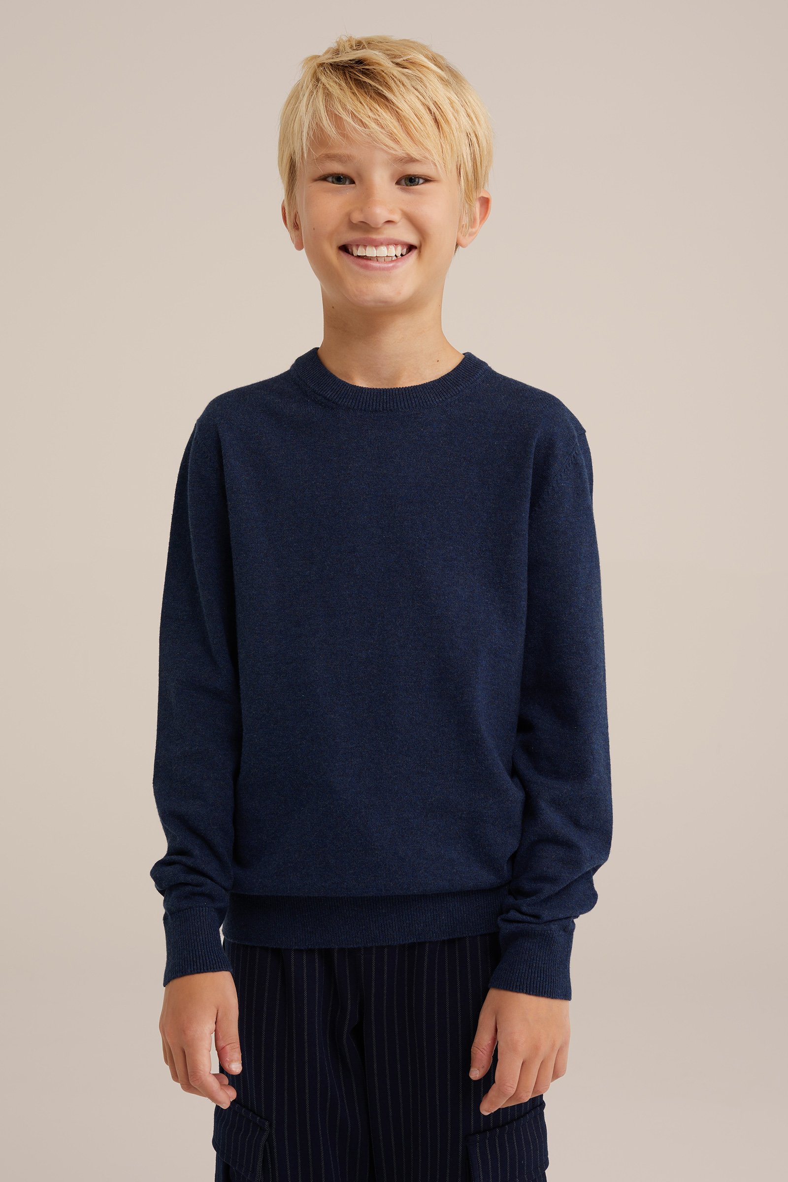 Jongens fijngebreide trui WE Fashion Donkerblauw