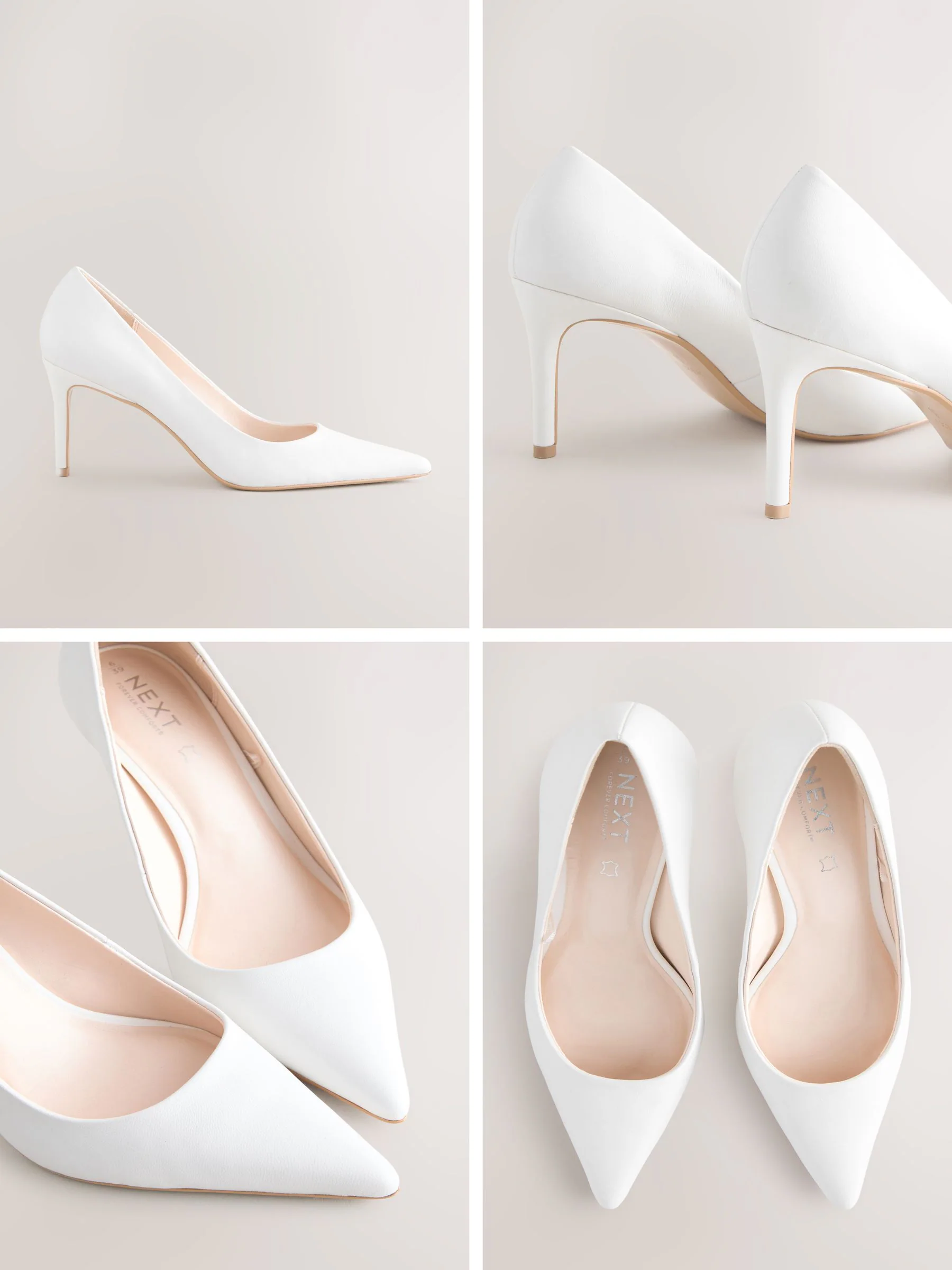 Wit - Leren mid-court pumps