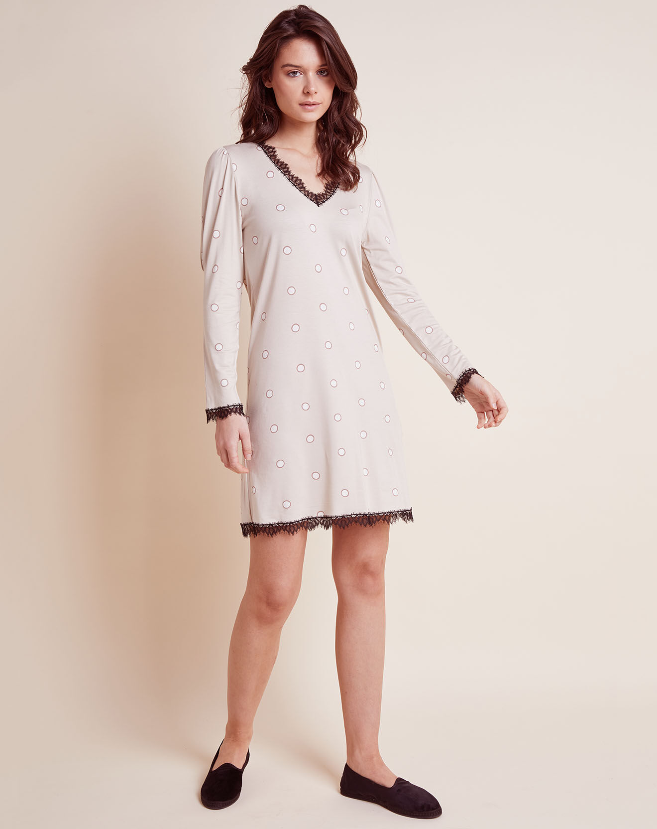 Le Chat Chemise de nuit Opale imprimée miel
