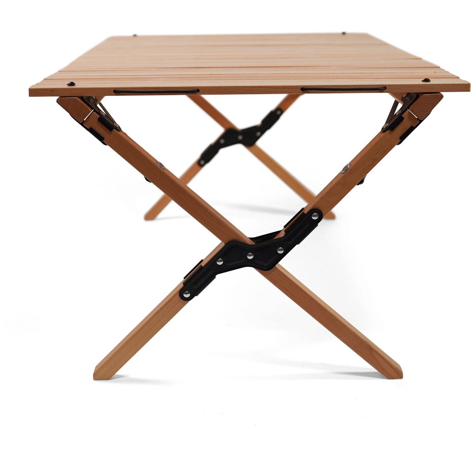 HUMAN COMFORT Campingtisch Fixin M Rolltisch Lamellen Falttisch Holz 105 x 70 cm