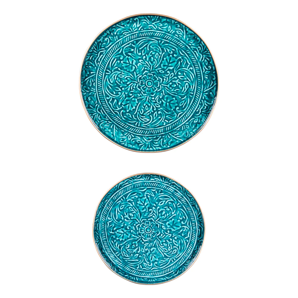 Set de 2 plateaux ronds Tosca bleu Table passion