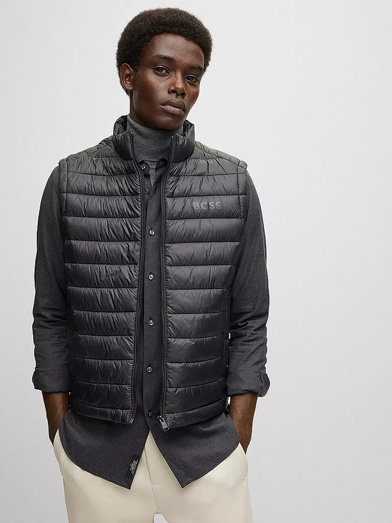 BOSS Steppgilet  schwarz