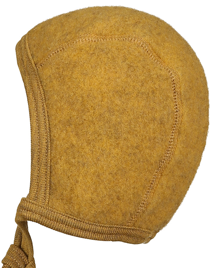 Woll-Fleecemütze BONNET zum Binden in safran melange