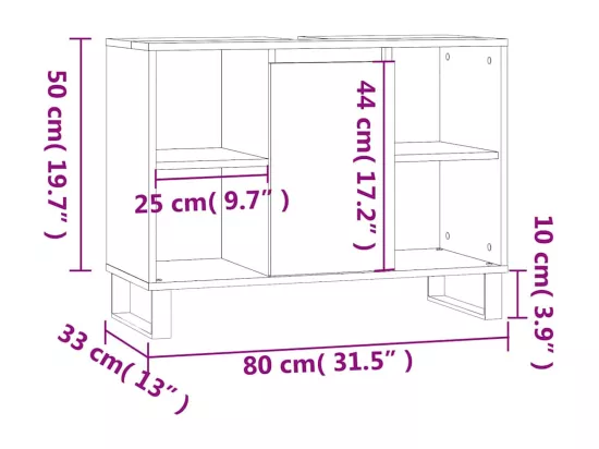 Armoire salle de bain chêne marron 80x33x60cm bois d'ingénierie