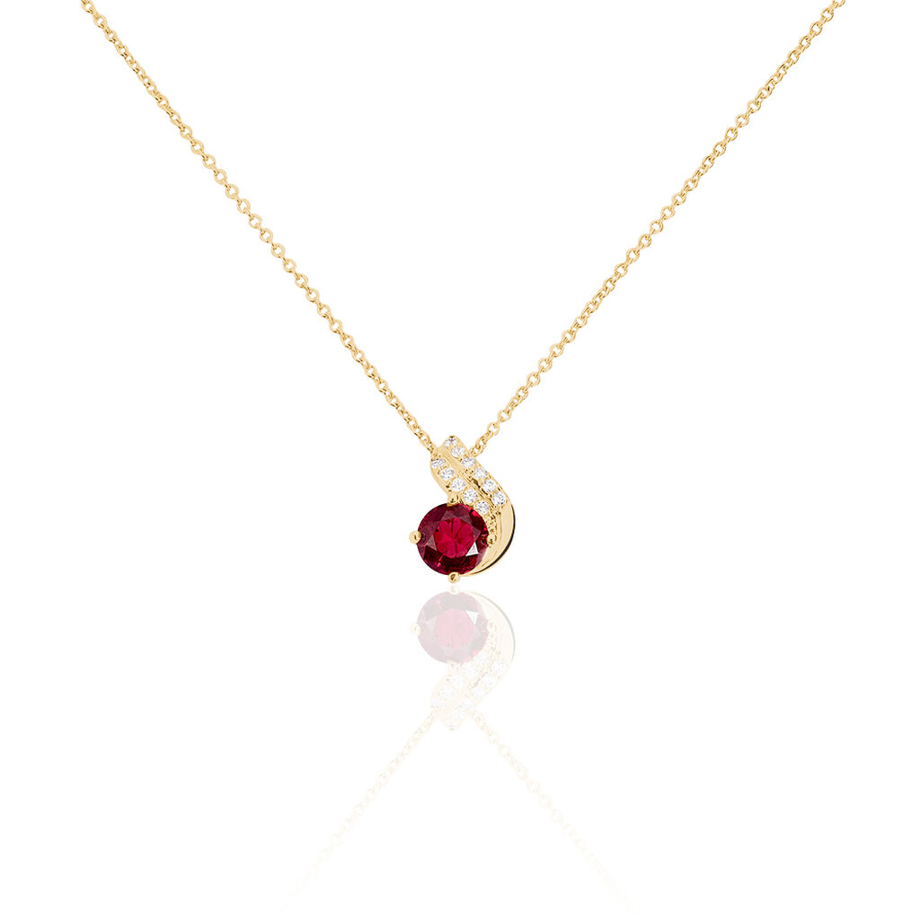 Collier Tyana Plaqué Or Jaune Pierre De Synthese Et Oxyde De Zirconium
