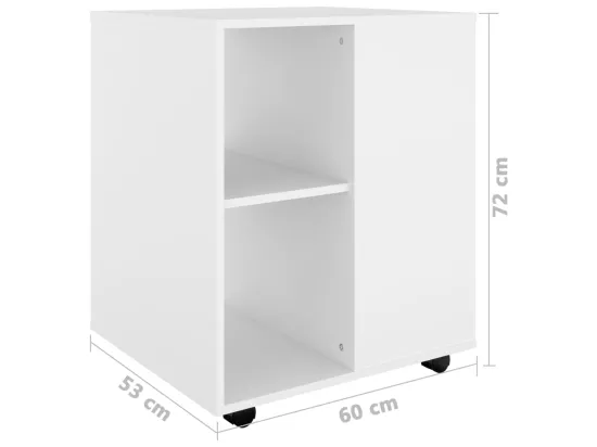 Armoire à roulettes Blanc 60x53x72 cm Bois d’ingénierie