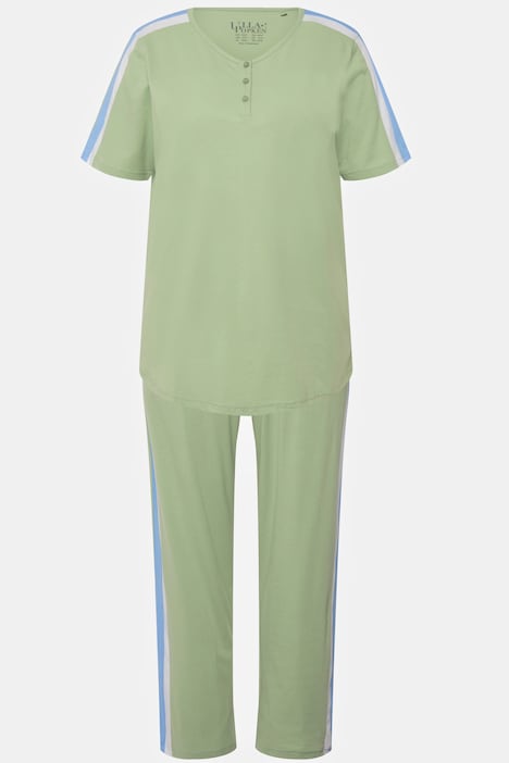 Pyjama, Schmuckstreifen, Rundhals, Halbarm
