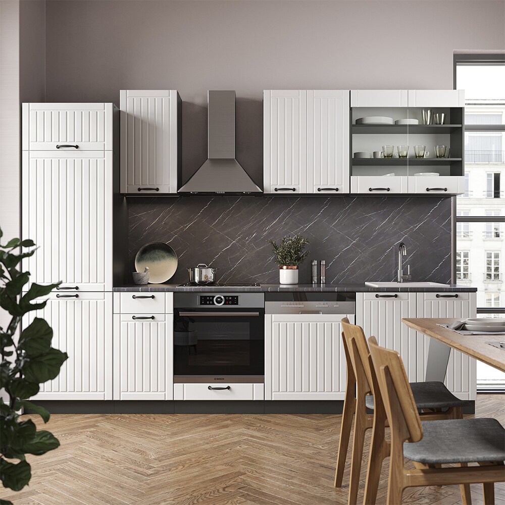 Vicco Küche Fame-Line 300 cm Küchenzeile Landhaus Küchenblock Einbau Anthrazit
