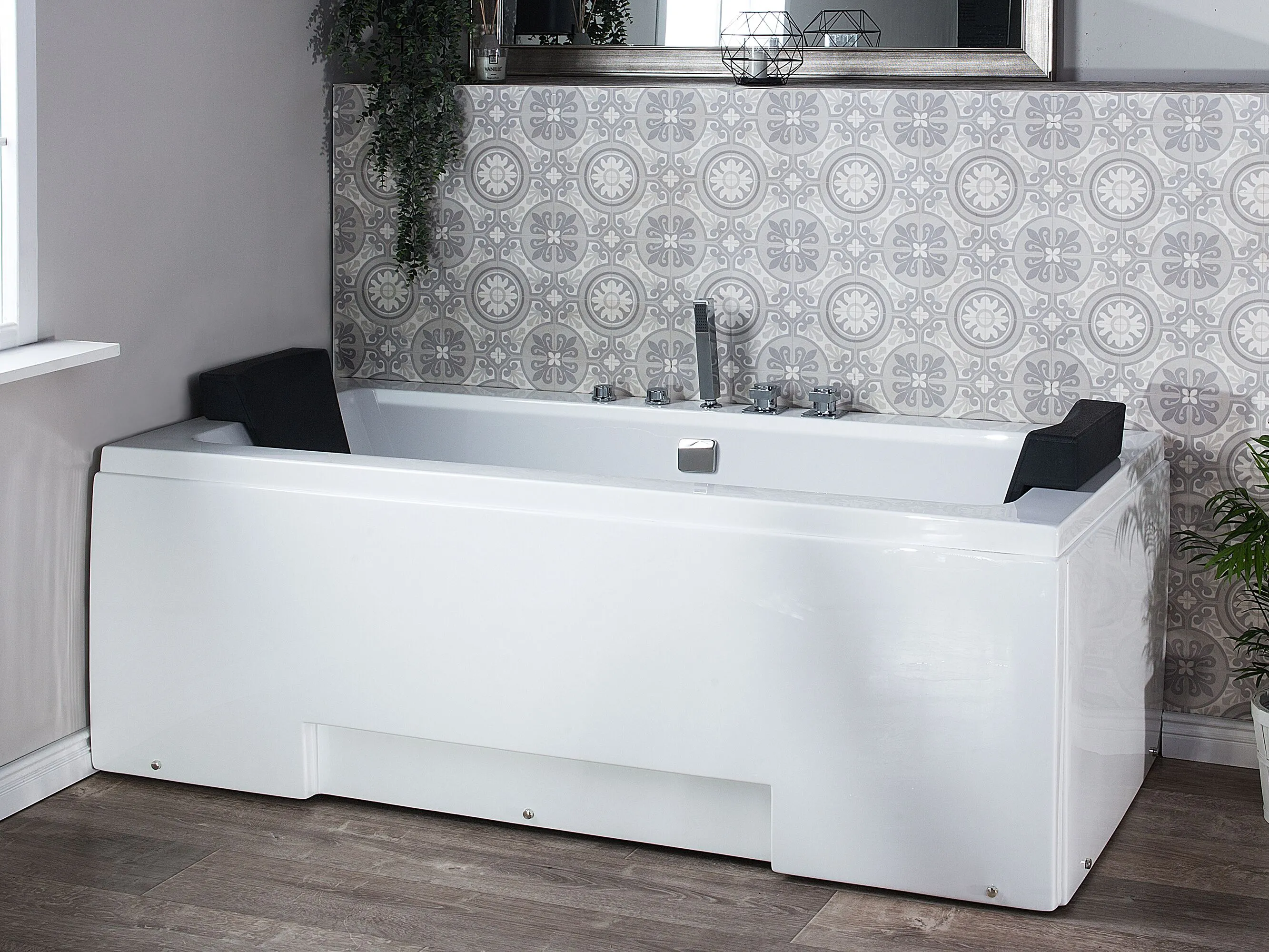 Hoek bubbelbad met LED GALLEY 170 x 75 cm Wit