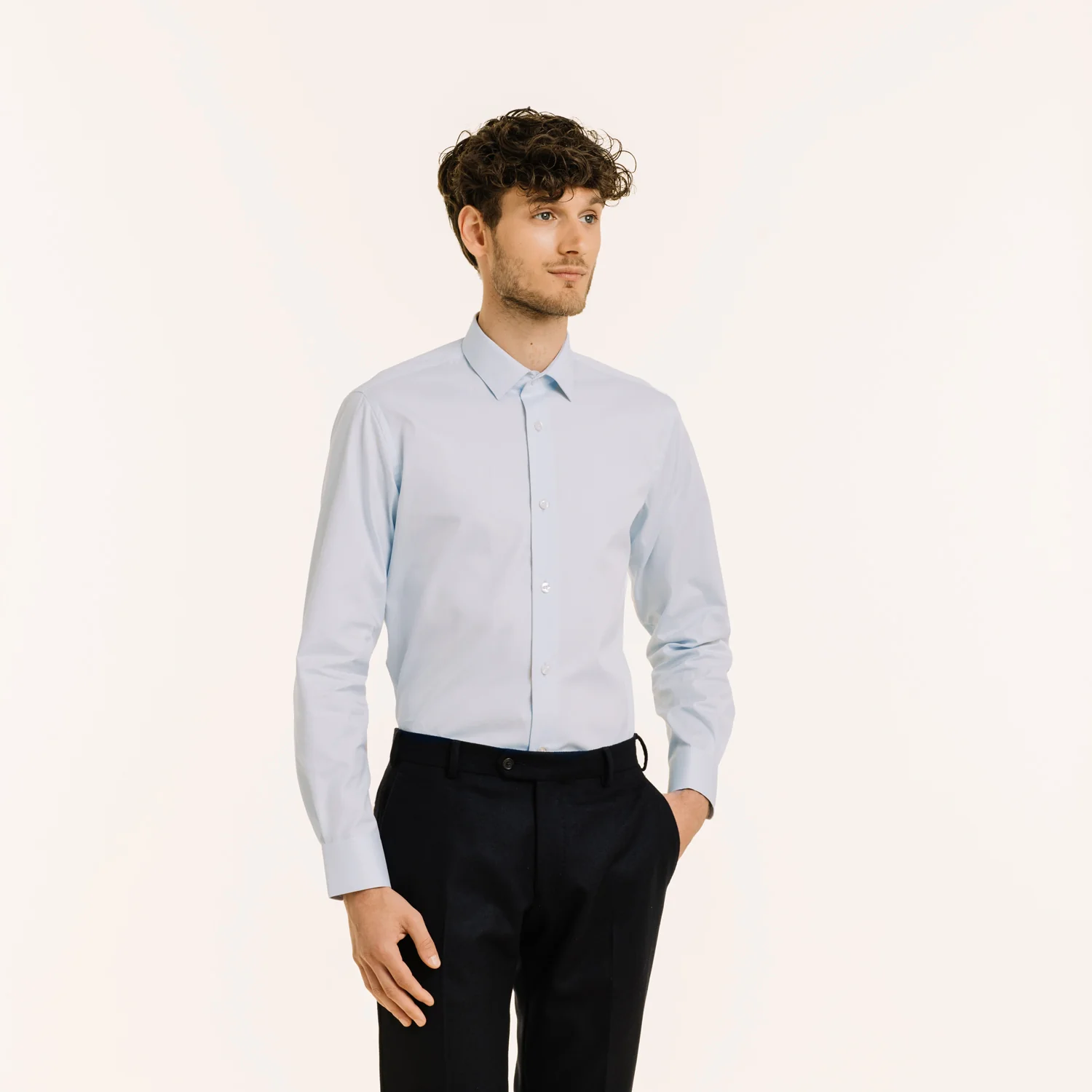 Sky blue double-twisted Oxford shirt