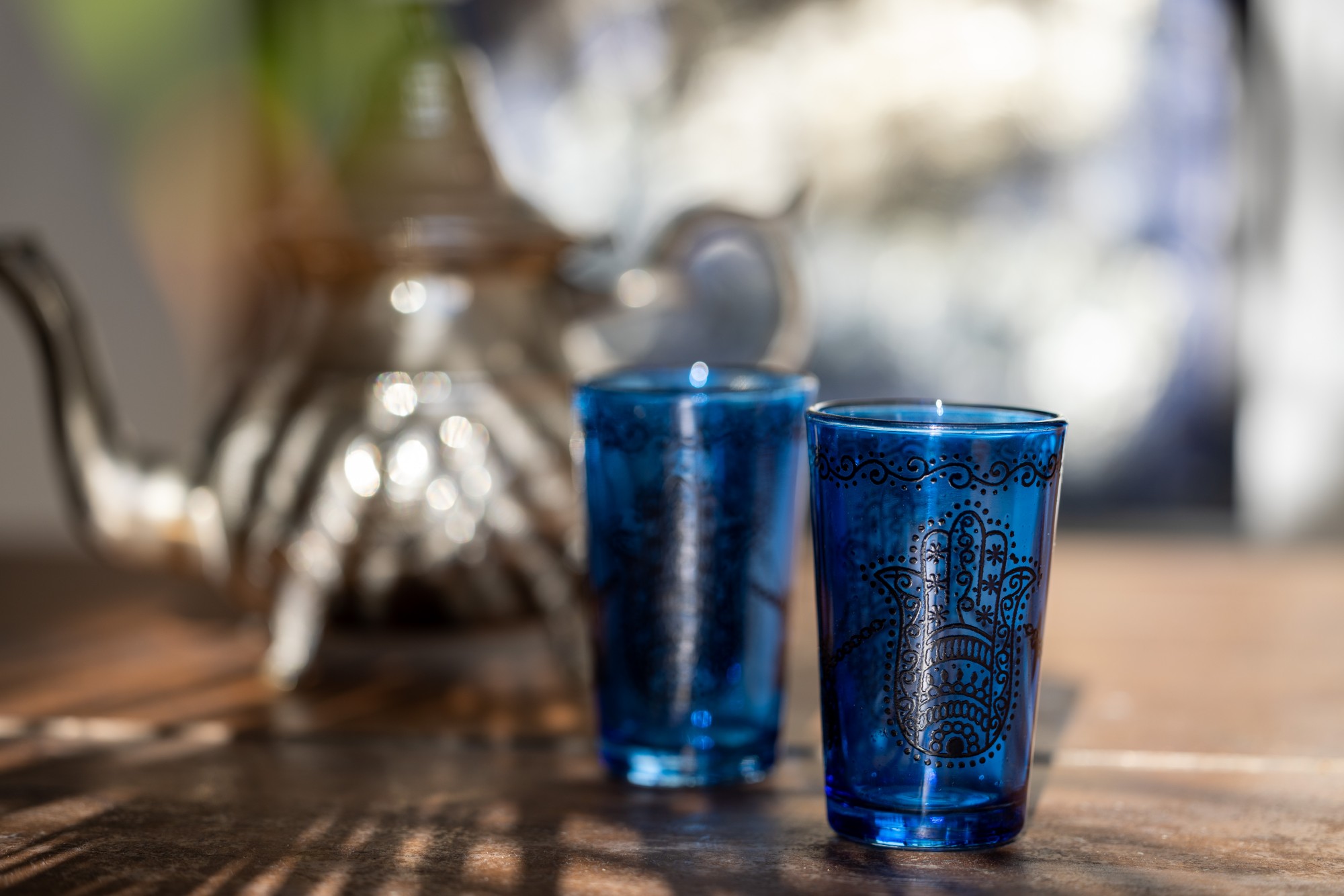Teeglas 'Fatima', blau, Ø 5 cm, H 9 cm zu 4,80