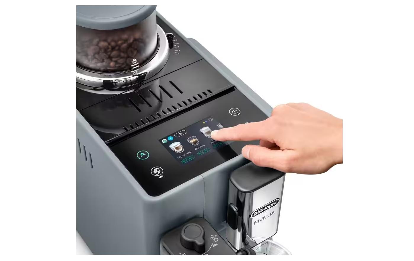 Kaffeevollautomat Rivelia EXAM440.55.G Pebble Grey<br>Kaffeevollautomat mit intuitiv bedienbarem 3.5-Zoll-Farbdisplay