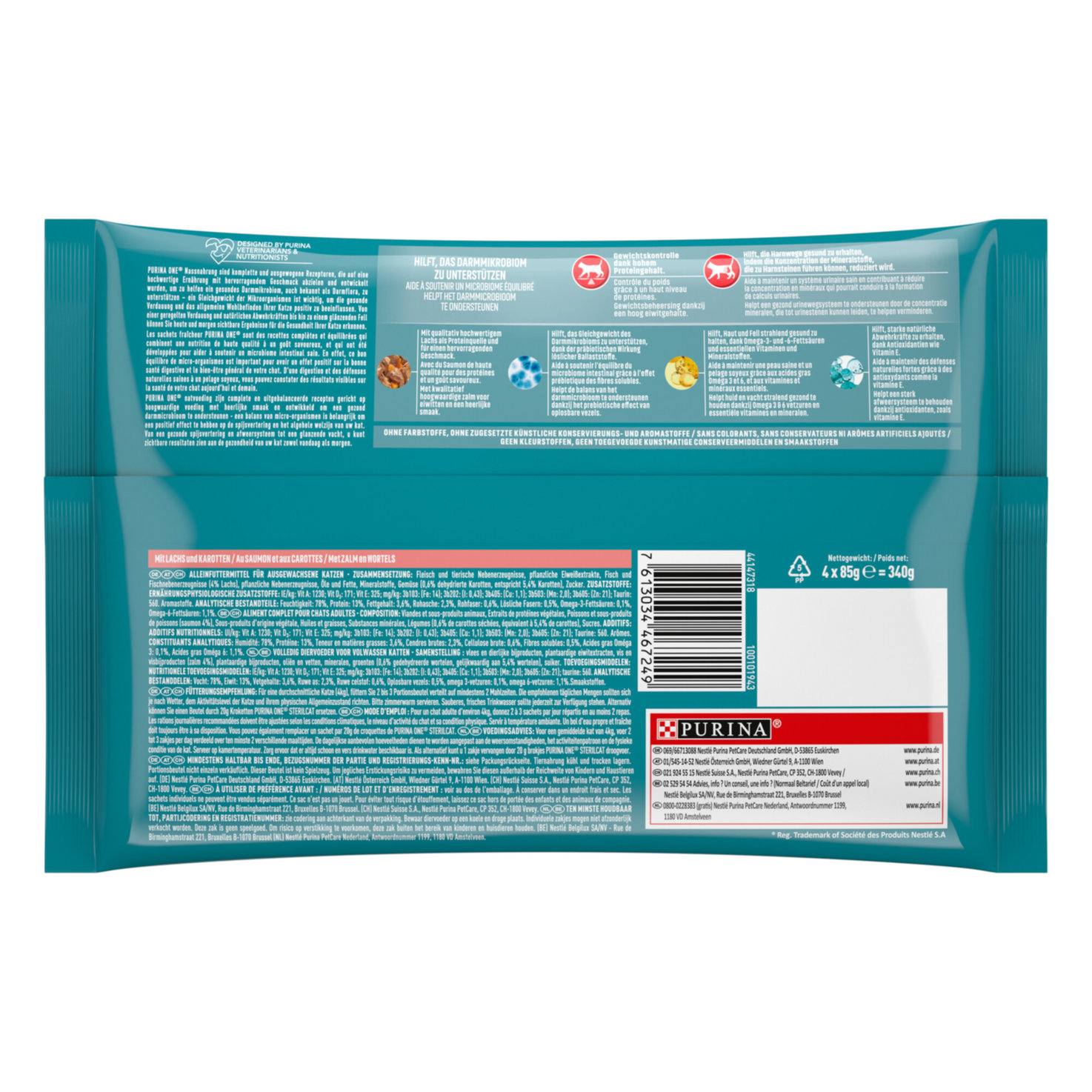 Purina ONE Katzenfutter Sterilcat in Sauce Lachs 4x85g