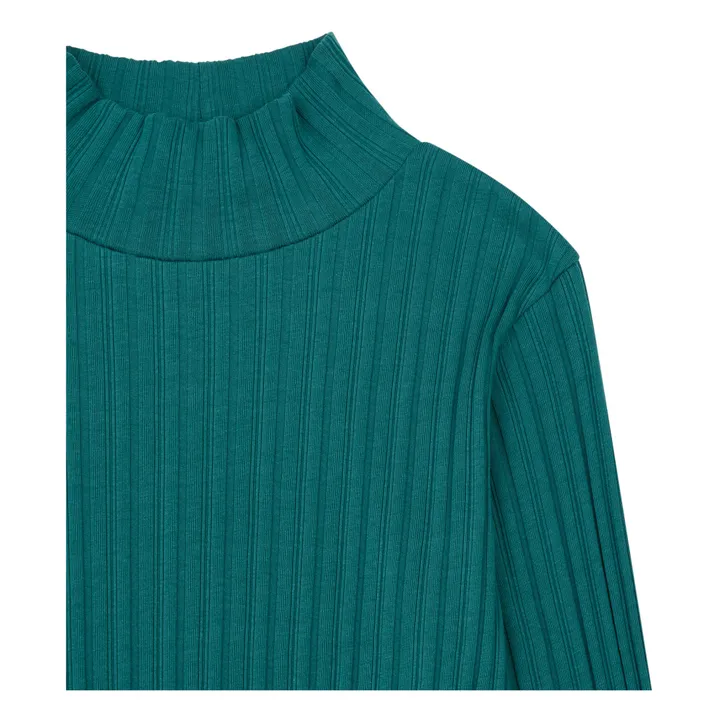 SMALLABLE BASICS Sous Pull Femme Cotelé Coton Bio | Vert sapin