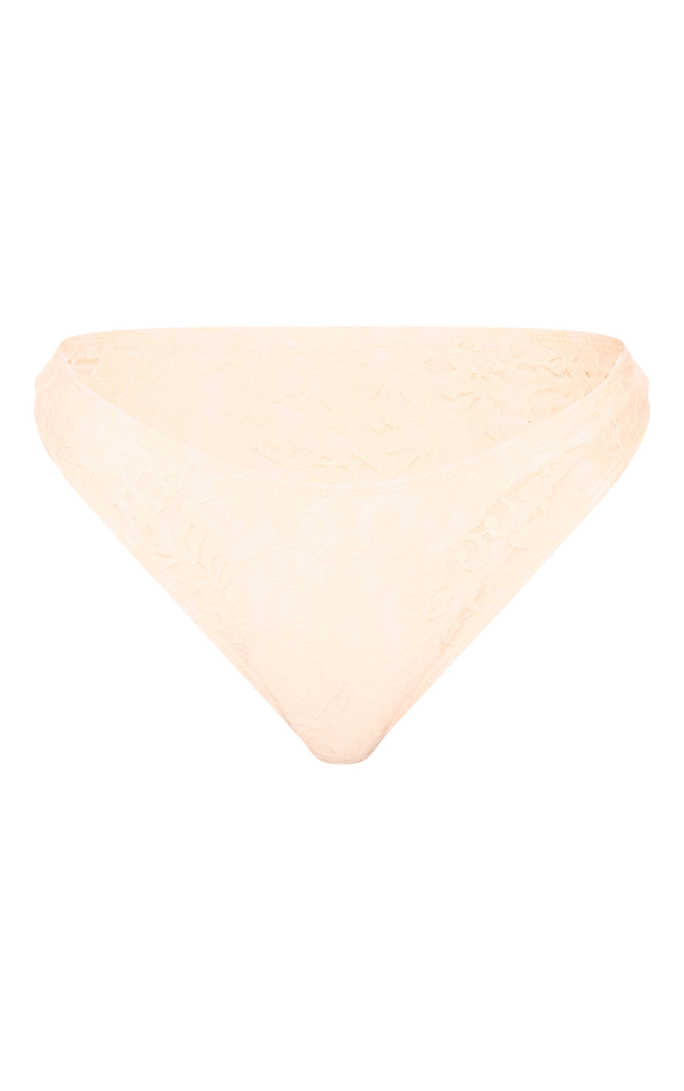 Crème Bas De Bikini Tanga En Dentelle