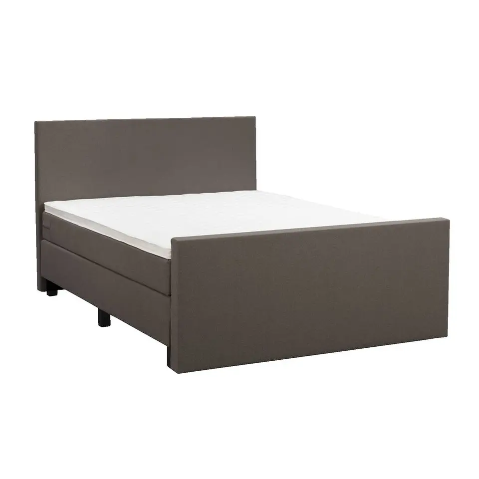 Boxspring met voetbord Liv egaal - donkerbruin - 160x200 cm - vierkante poot