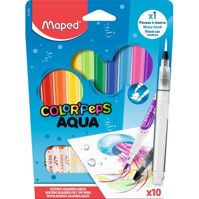Maped Color'Peps - 10 Feutres aquarellables + 1 pinceau à réserve