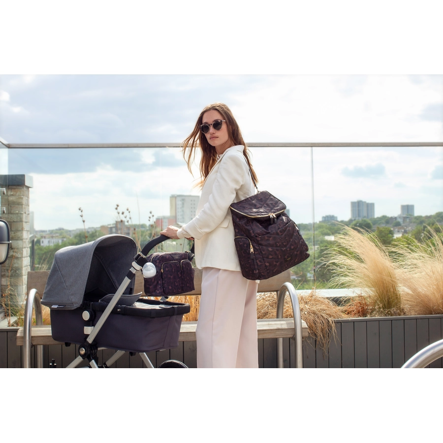 storksak Wickelrucksack Alyssa Leopard black