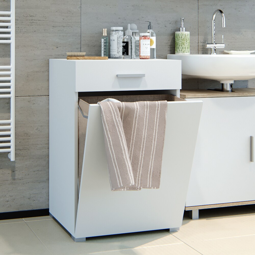 Vicco Wäschekorb Matteo Waschmaschinenschrank Badschrank Wäscheschrank XL Weiß