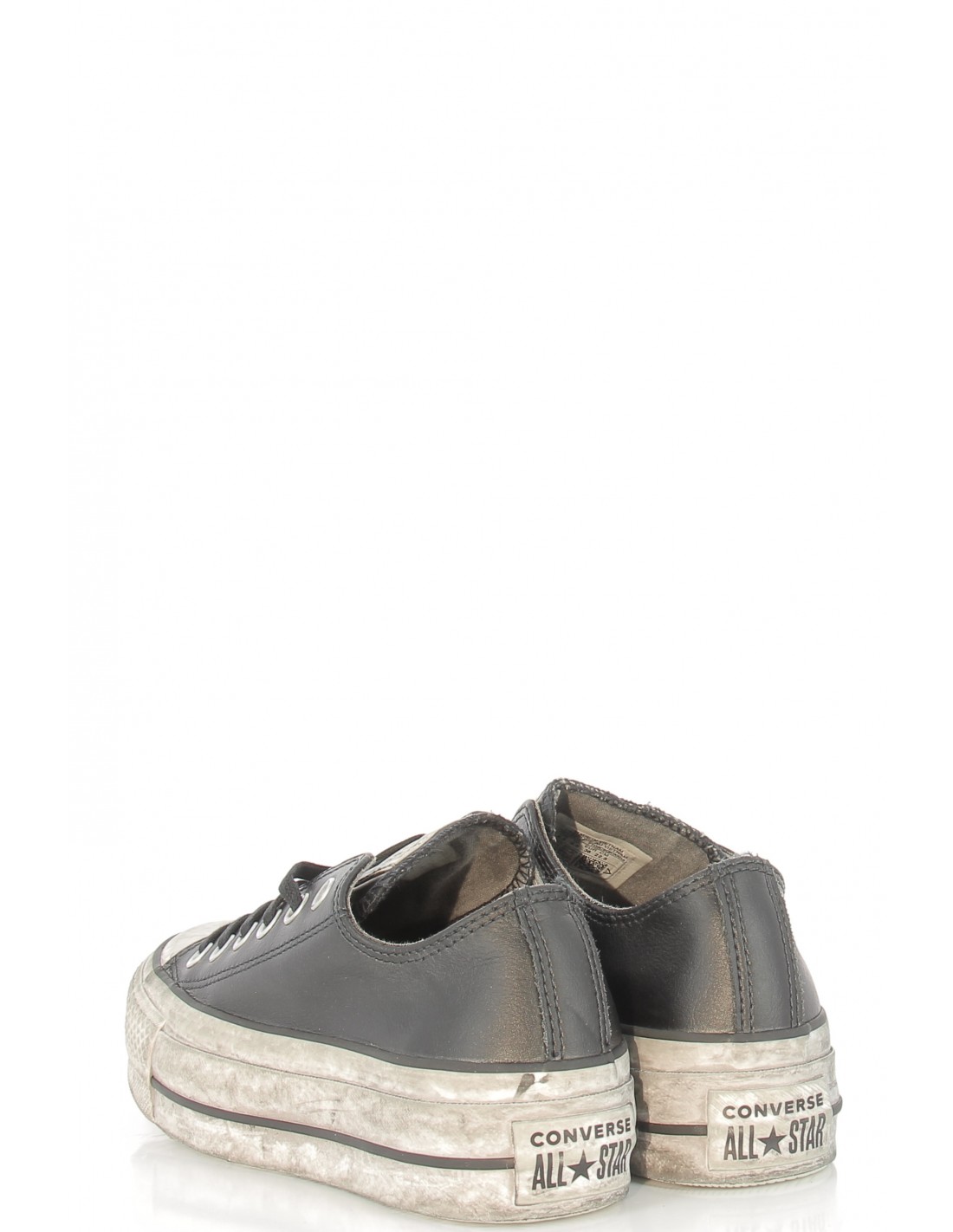 converse sneakers compensées basses femme lift leather ox cuir noir effet vieilli