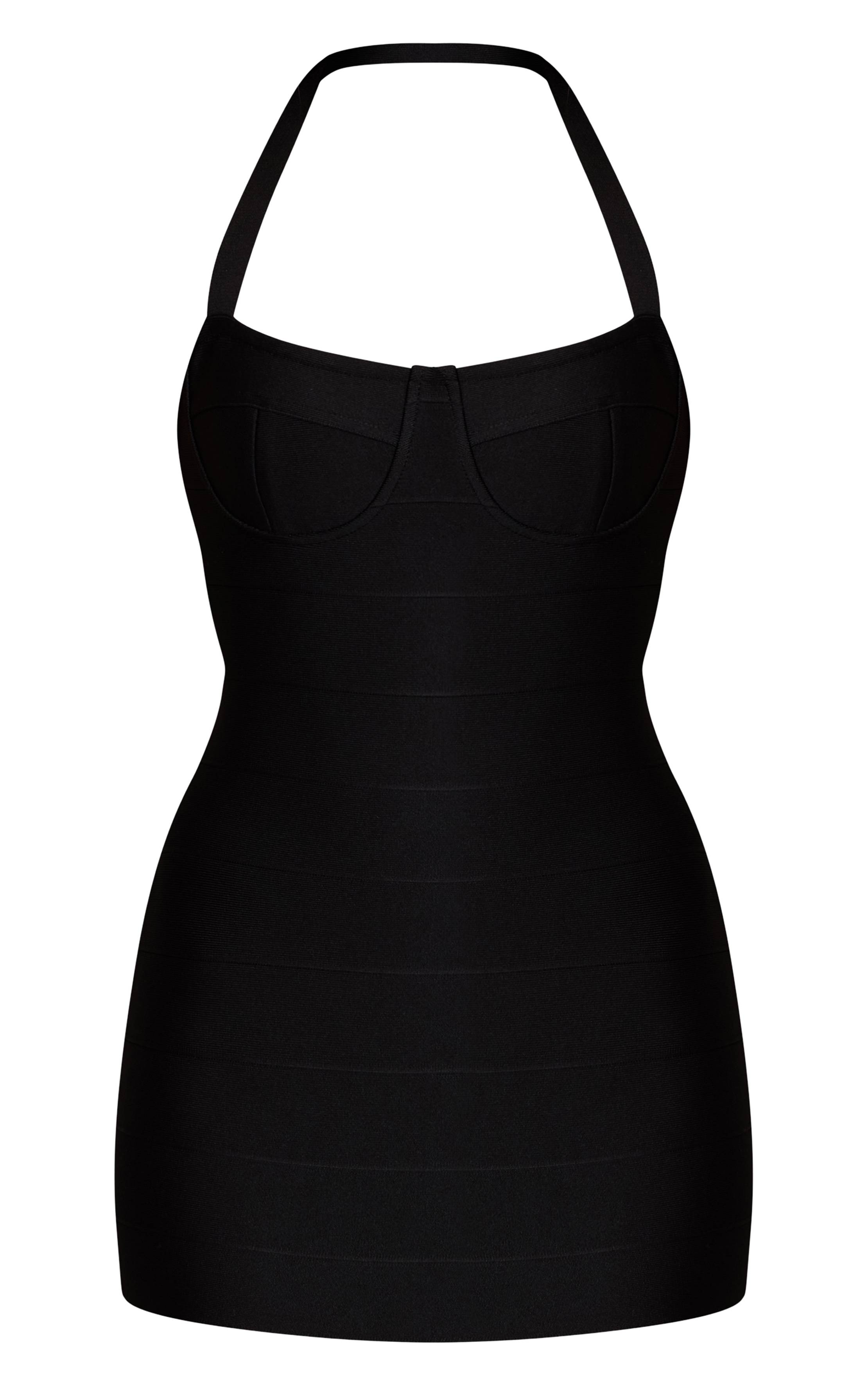 Noir Robe Mini Dos Nu À Détail Bonnets Bandage