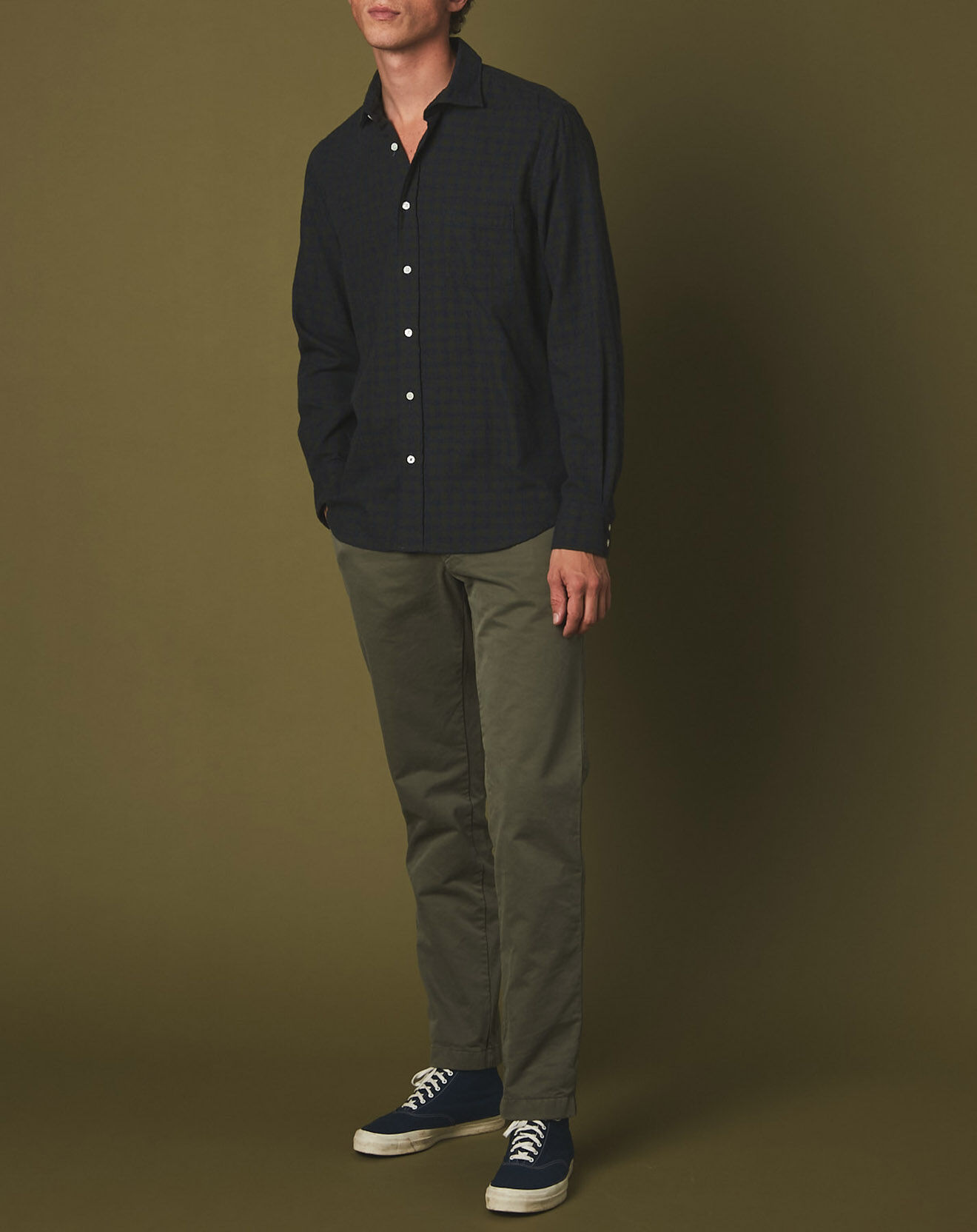 Hartford Chemise en Flanelle regular Paul à carreaux graphite