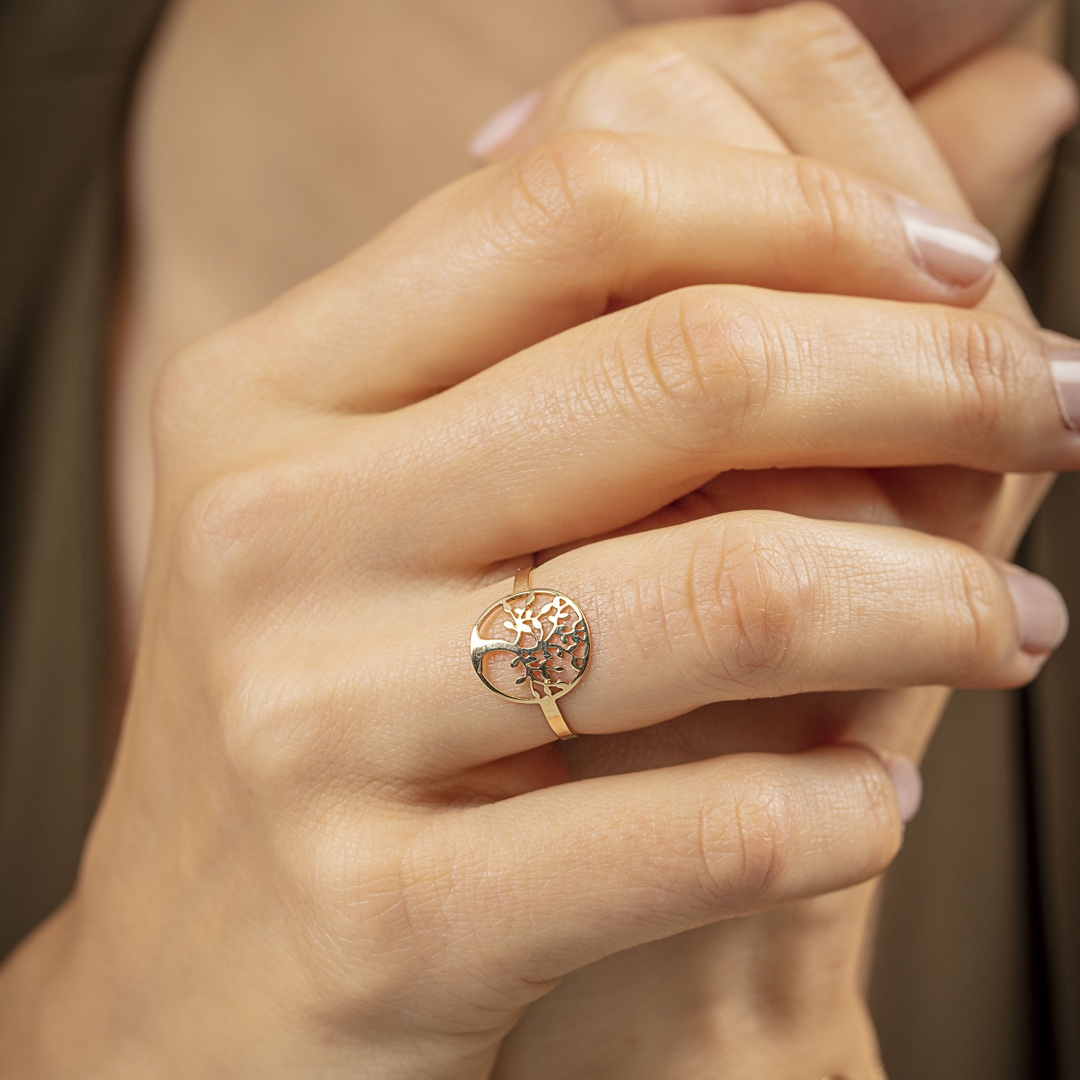 Ring 750/18 K Gelbgold Lebensbaum