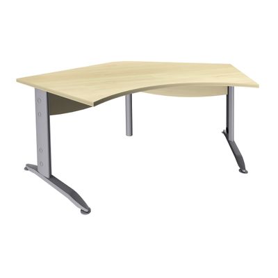 Bureau symétrique 120° IDRA - L180 cm - Pieds aluminium - plateau imitation Erable