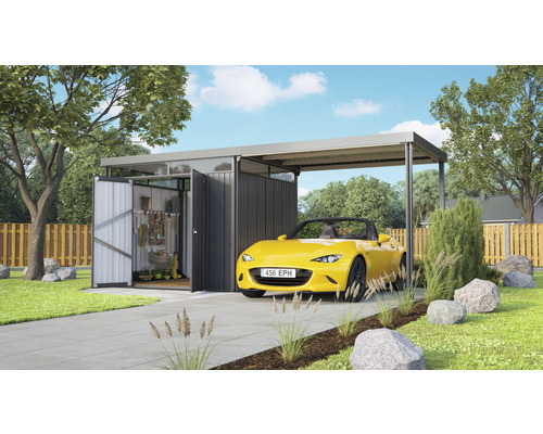 PERGART Rheinfelden 108 tuinhuis inclusief lessenaarsdak 568 x 245 cm antraciet
