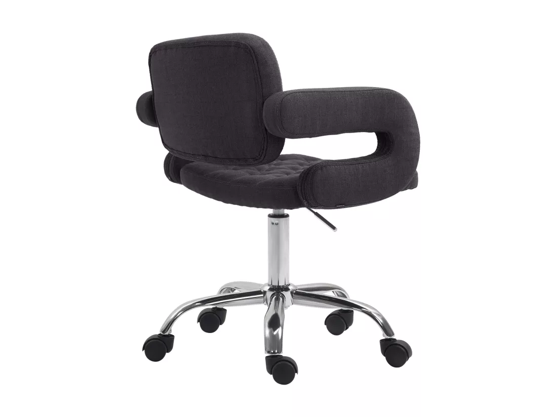 Chaise de bureau - Tissu & Métal chromé - Noir - Dublin