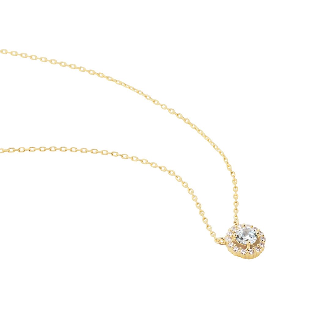 Collier Plaqué Or Radbod Pierre Artificielle Oxydes De Zirconium