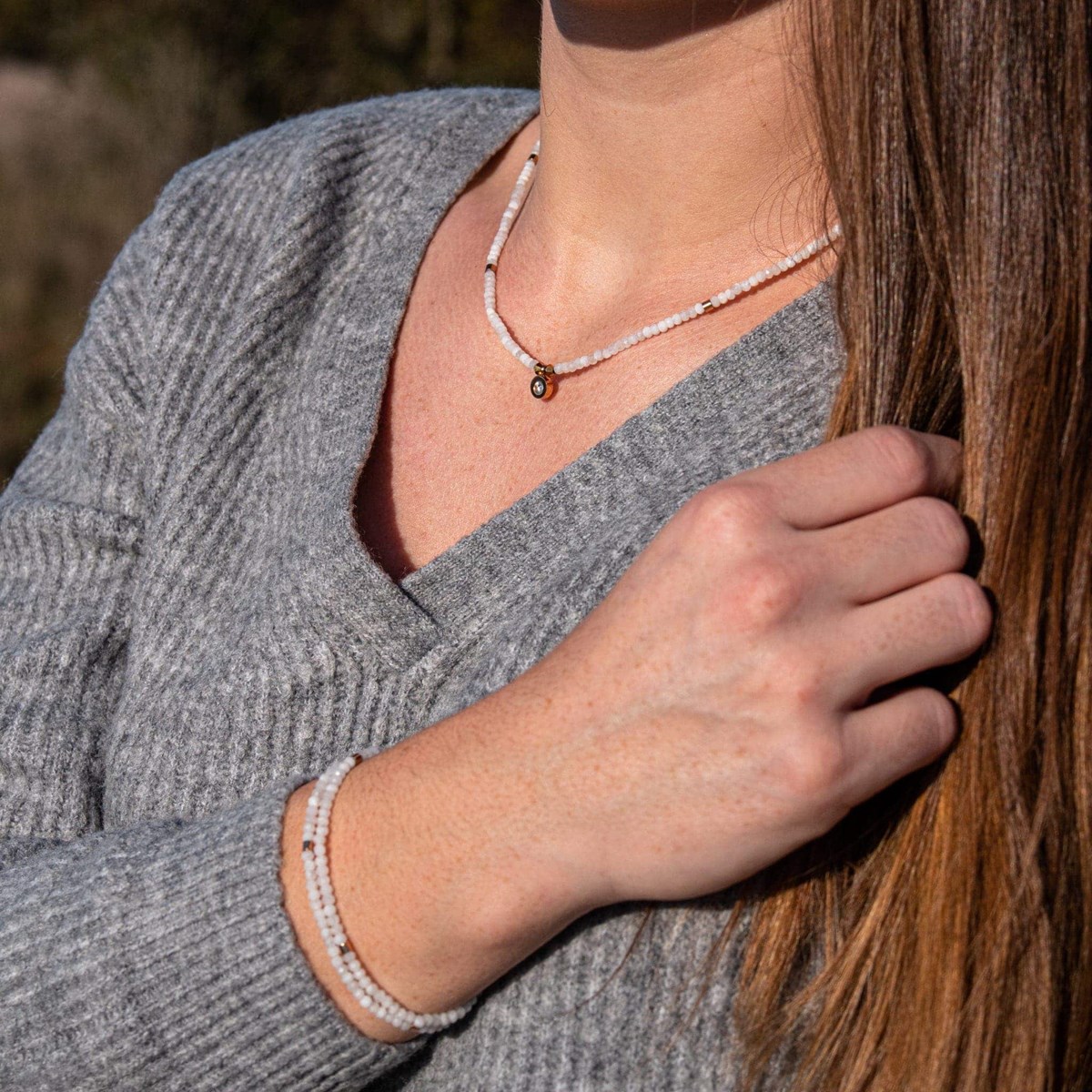 Collier, bracelet et boucles d'oreilles Lumia en pierres de Lune
