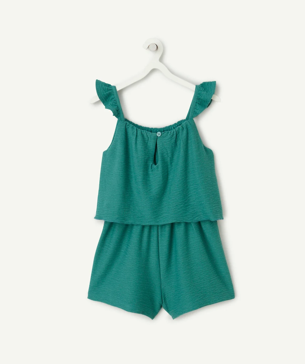 combishort fille en maille verte avec noeud