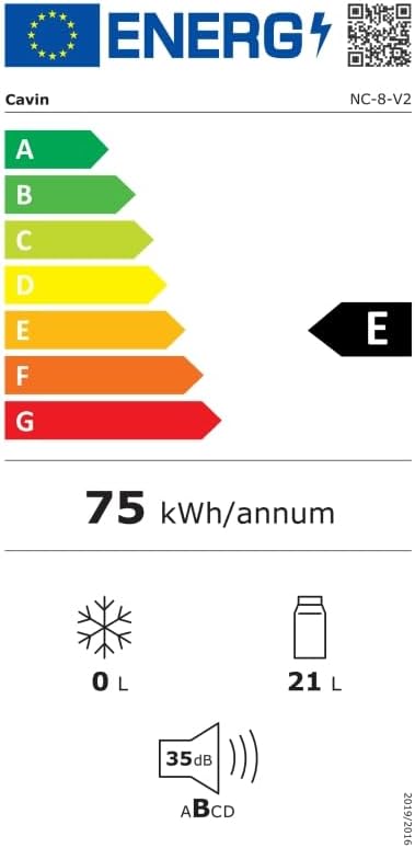 Cavin Weinkühlschrank Freistehender, Northern Collection 8 Schwarz, thermoelektrischer Weinkühlschrank, Platz für 8 Flaschen, Leise und energieeffizient, Eine verstellbare Temperaturzone