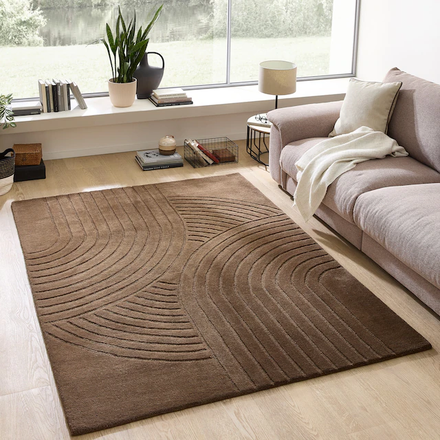 my home Wollteppich »Gabbo Design, Handgefertigt, Teppich,  reine Wolle,« rechteckig 14 mm Höhe Hoch-Tief-Effekt, reine Wolle, Scandi-Look, Naturfaser, Handarbeit