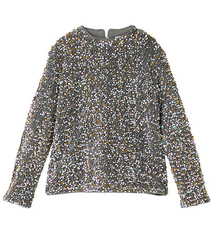 Name It Bluse - NkfRunica -  Grønite Grey/Gold m. Palietter