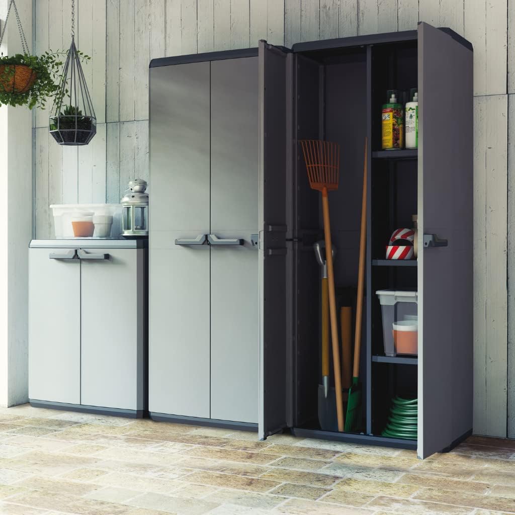 Keter Più Kunststoffschrank, hoch, anthrazit/schwarz, 68 x 39 x 166 cm