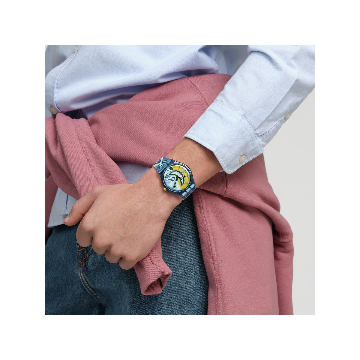 Montre SWATCH New gent bioceramic Chagall's blue circus homme bracelet silicone bleu