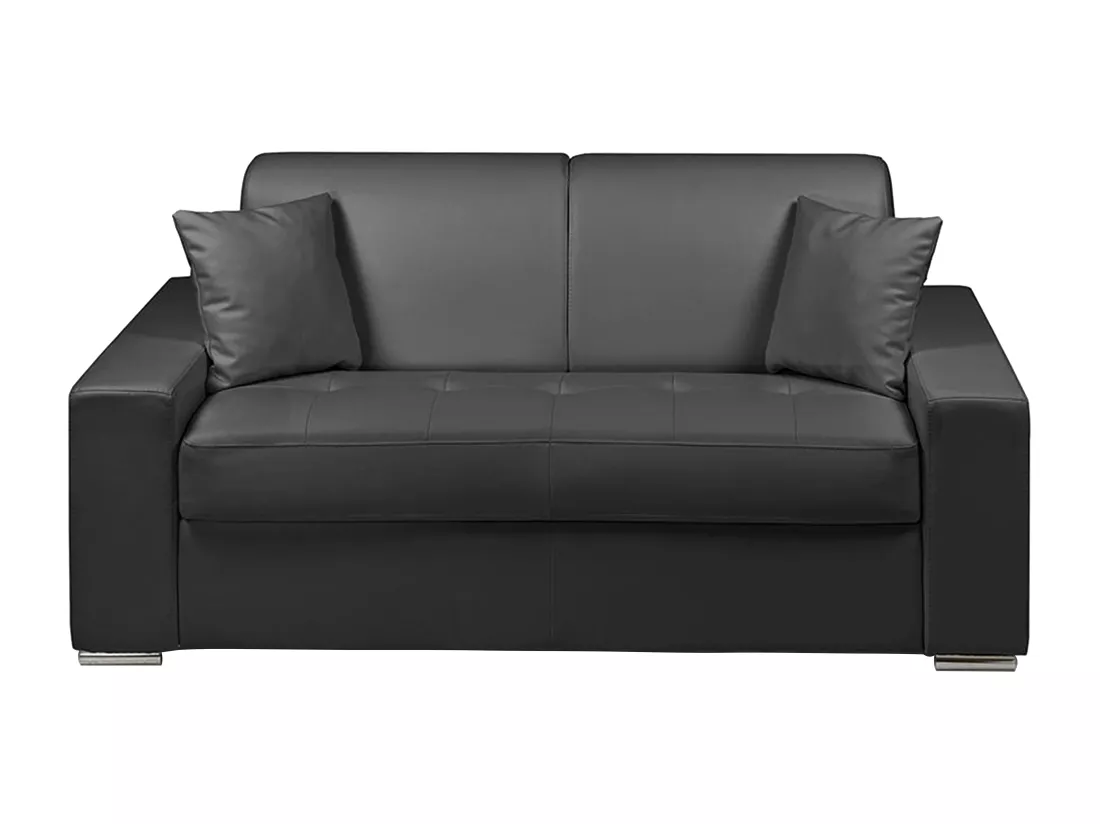 Canapé 2 places convertible express en simili EMIR - Noir - Couchage 120 cm - Matelas 14 cm