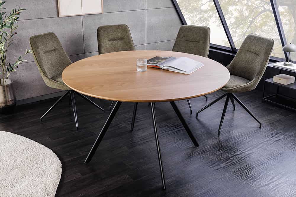 Runder Esstisch ATELIER 120cm natur Eiche schwarz Metall