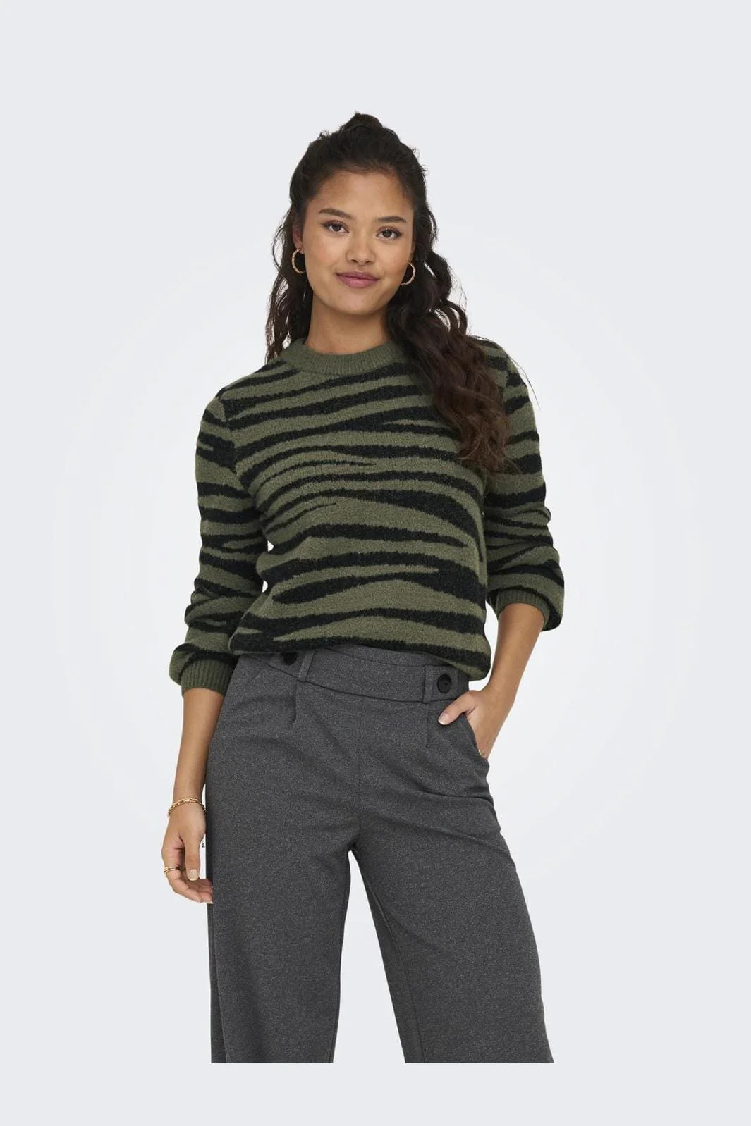 JDY JDYlorraine Animal L/S Pullover Knt 4285265 kalamata black zebra stripes