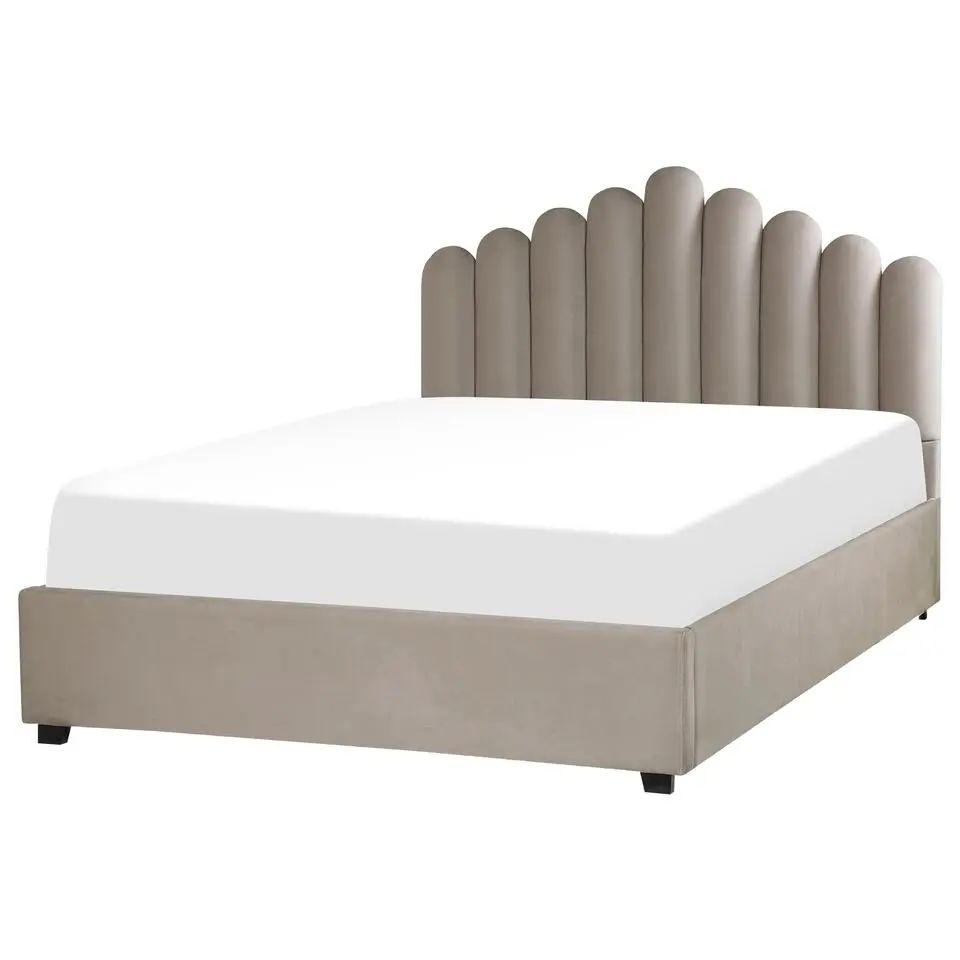 VINCENNES - Bed met opbergruimte - Beige - 160 x 200 cm - Fluweel