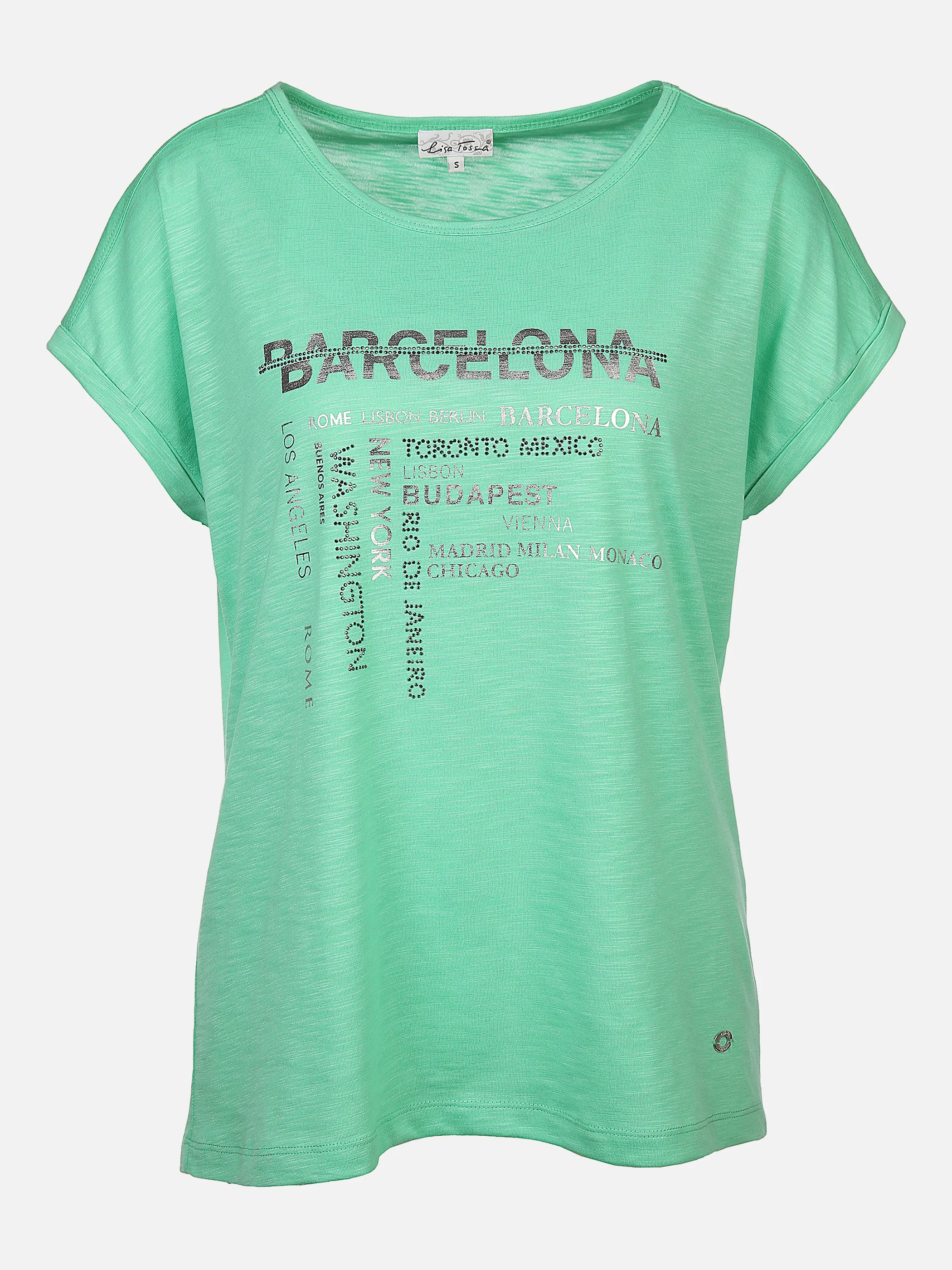 Damen Shirt mit Frontprint und Glitzersteinchen