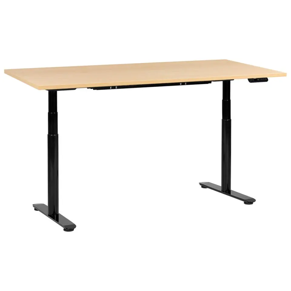 DESTINAS - Elektr bureau - Zwart/Lichtbruin - 180 x 72 cm - Vezelplaat