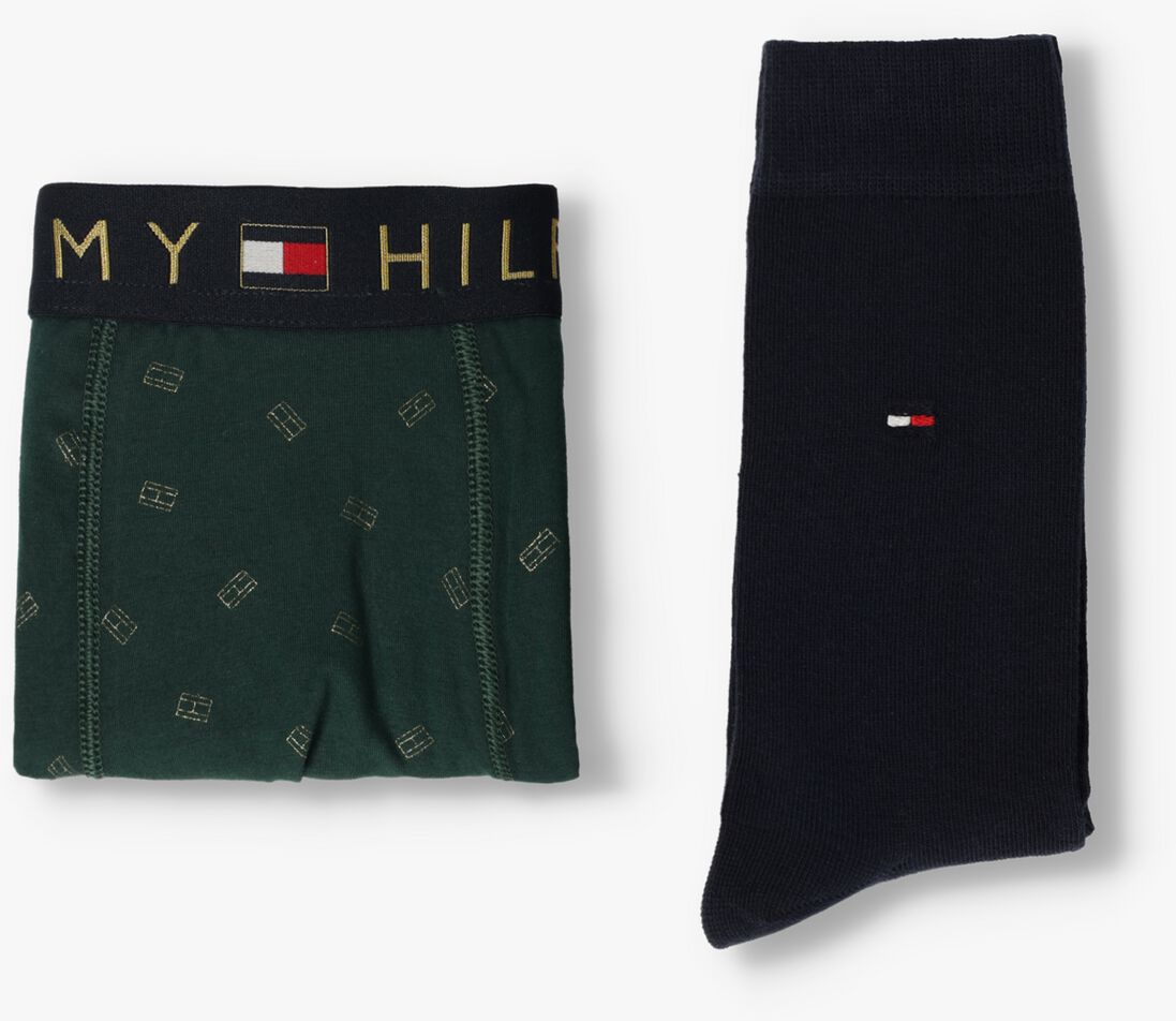 TOMMY HILFIGER UNDERWEAR donkergroene tommy hilfiger underwear boxershort trunk + sock set