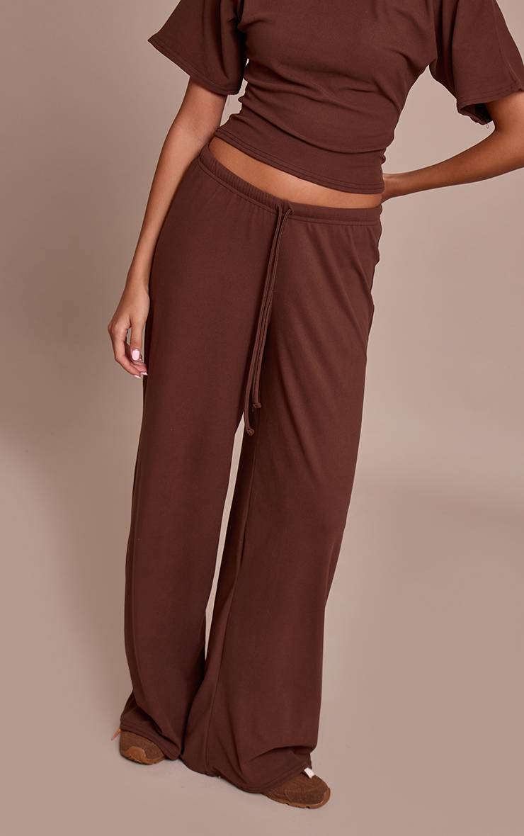 Chocolat Pantalon Décontracté Taille Nouée Toucher Doux